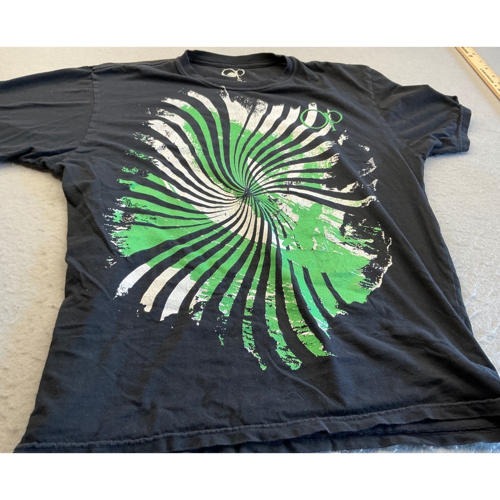 Ocean Pacific OP Graphic T-Shirt Green Spiral Sunburst Black Large Surf Style